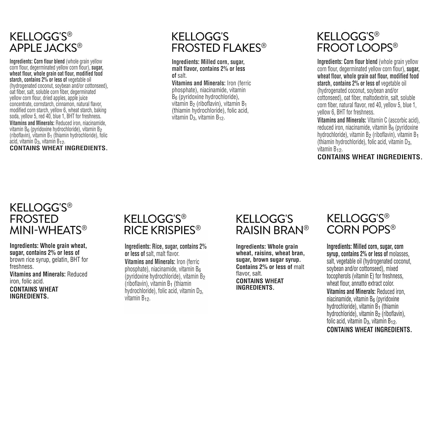 Kellogg's Cold Breakfast Cereal, Bulk Pantry Staples, Kid Snacks, Variety Pack (48 Boxes)