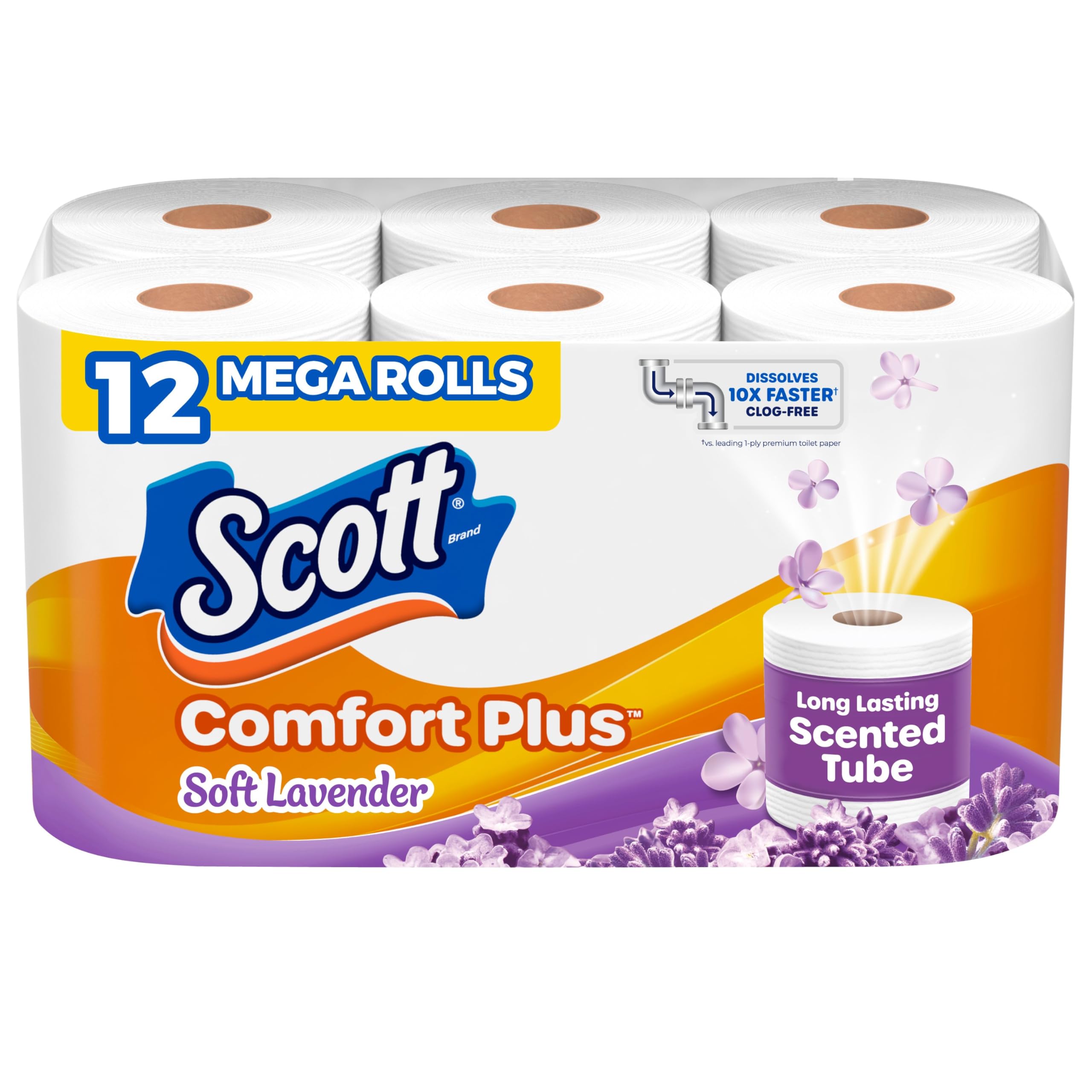 Scott ComfortPlus Toilet Paper, 12 Double Rolls, 231 Sheets per Roll, Septic-Safe, 1-Ply Toilet Tissue