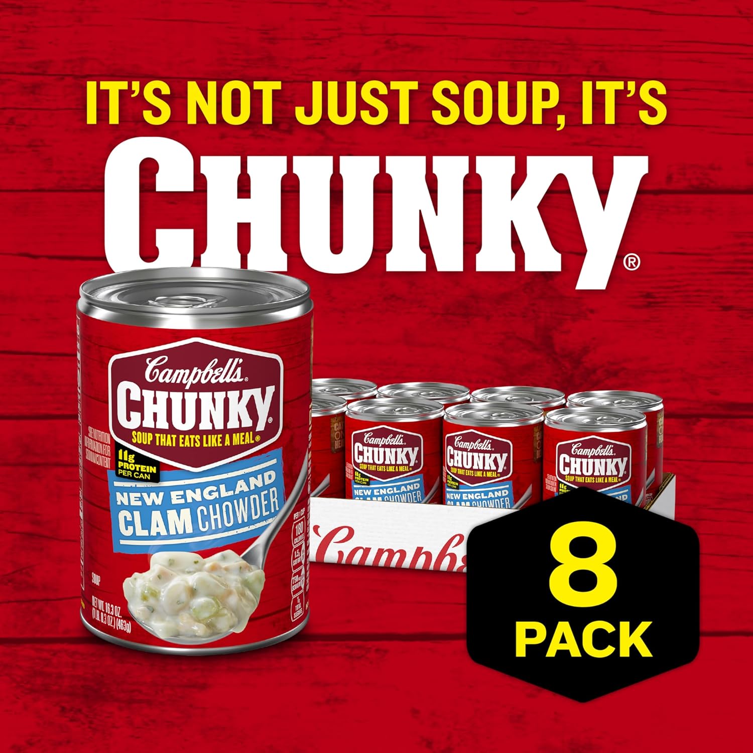 Campbell’s Chunky Soup, New England Clam Chowder, 16.3 Oz Can (Case of 8)