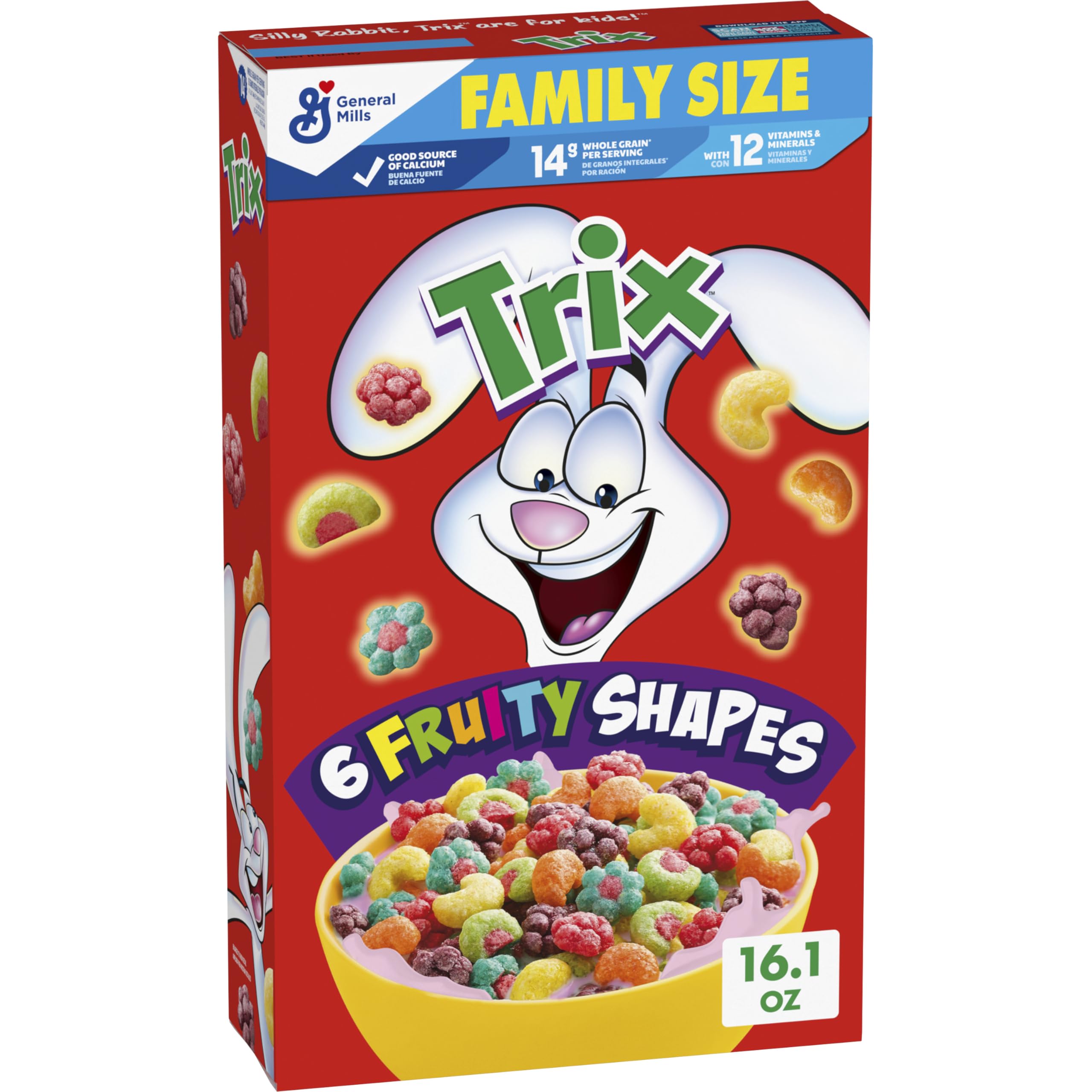 Trix Breakfast Cereal, 6 Fruity Shapes, Made with Whole Grain, 10.7 oz