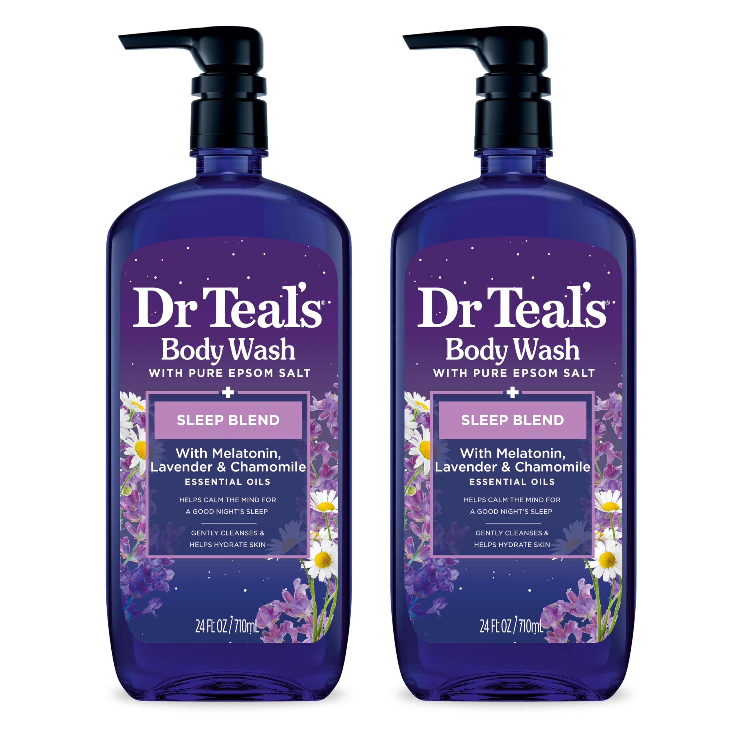 Dr Teal's Body Wash with Pure Epsom Salt, Soothe & Sleep with Lavender, 24 fl oz (Pack of 2)