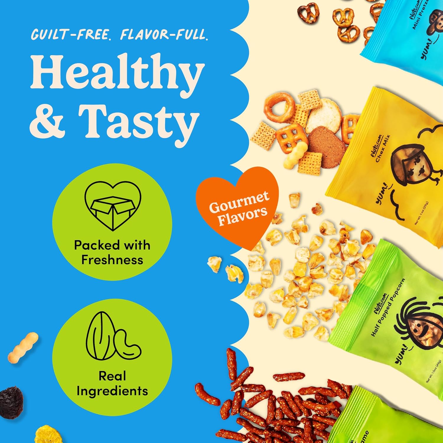 Nuts.com Back to School Variety Pack – Nut-Free Healthy Snack Box for Kids & Adults - Individually Wrapped Snacks, 10 Count Single-Serve Snack Gourmet Assortment for Winter, Valentine's Day and Festive Gifts