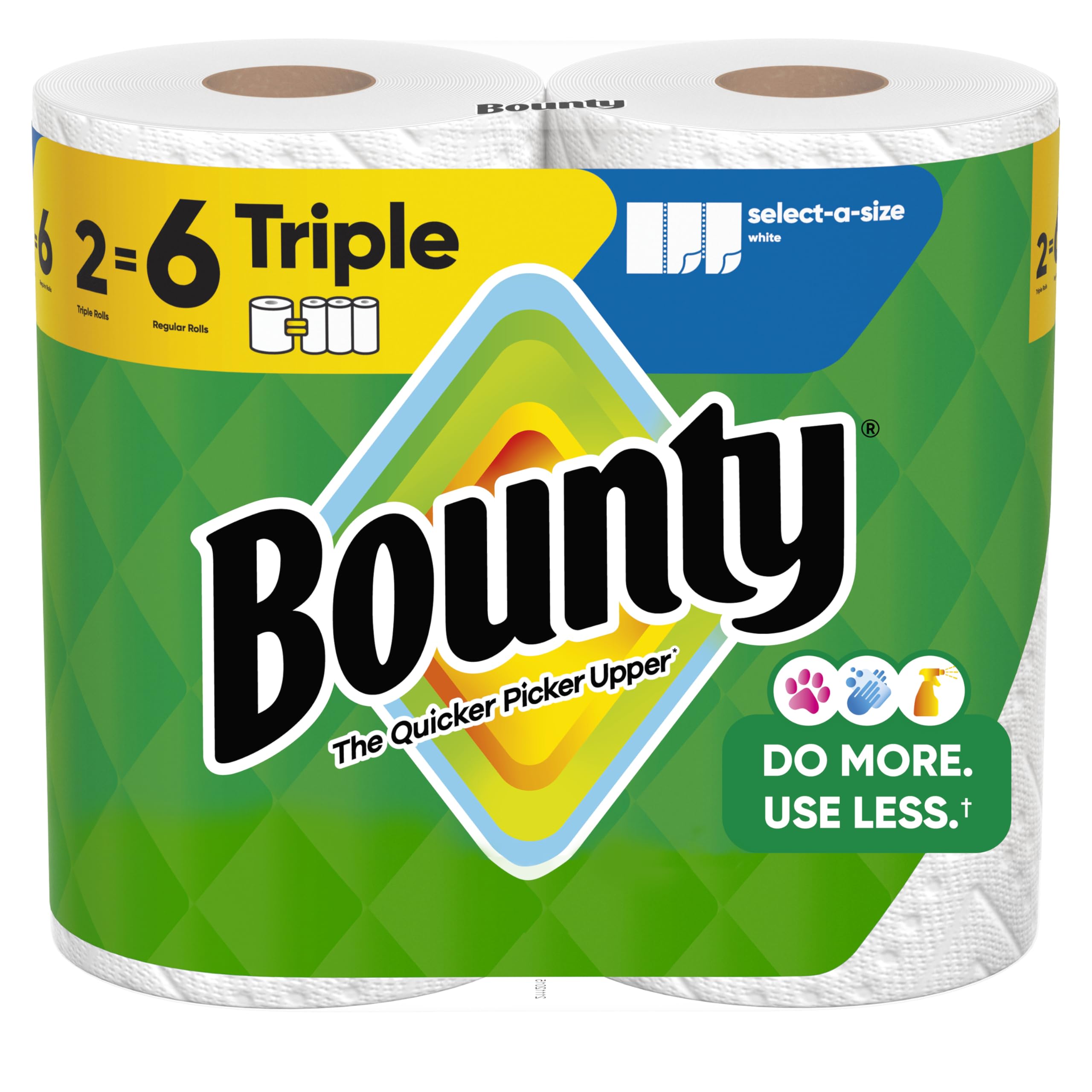 Bounty Select-A-Size Paper Towels, White, 2 Mega Rolls = 8 Regular Rolls