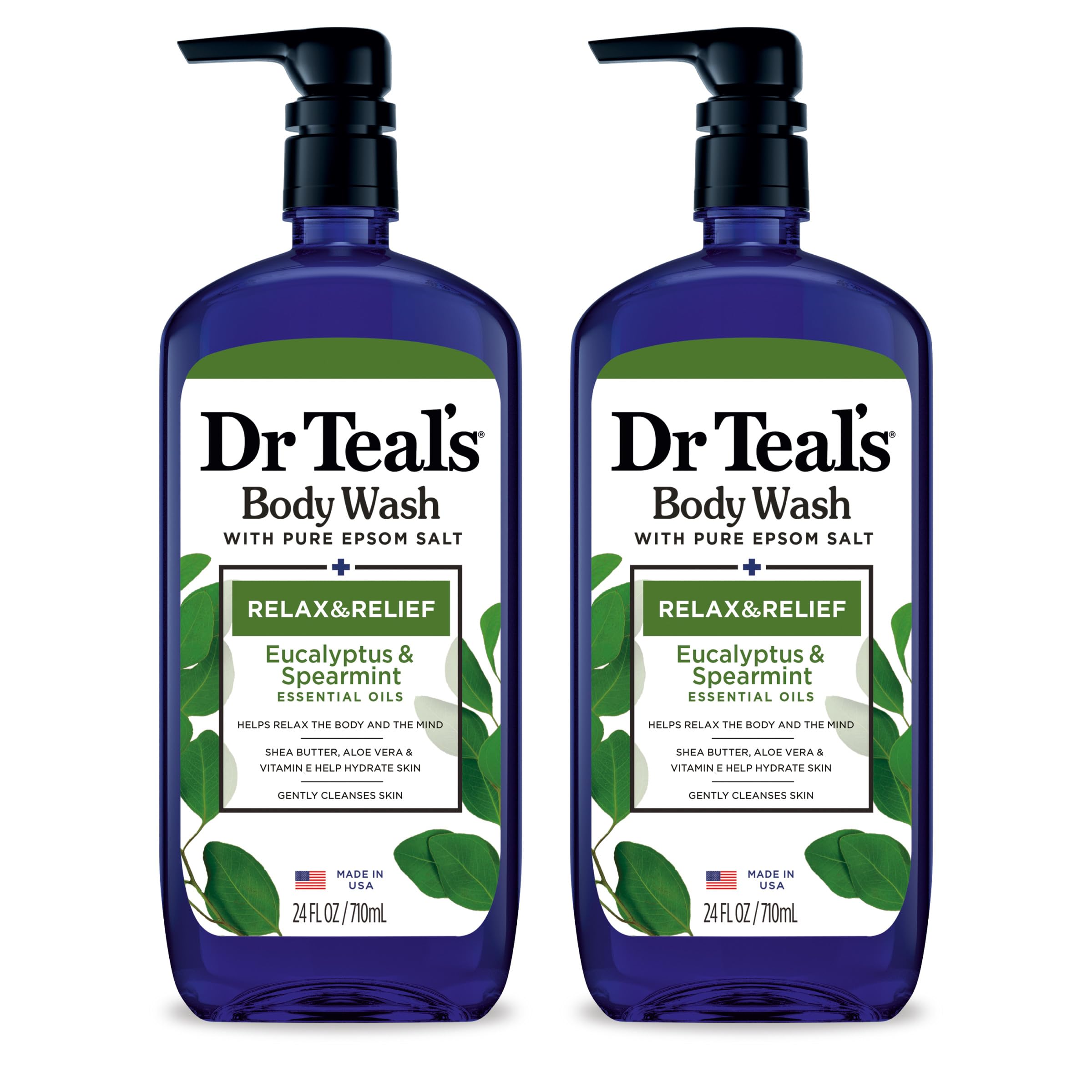 Dr Teal's Body Wash with Pure Epsom Salt, Soothe & Sleep with Lavender, 24 fl oz (Pack of 2)
