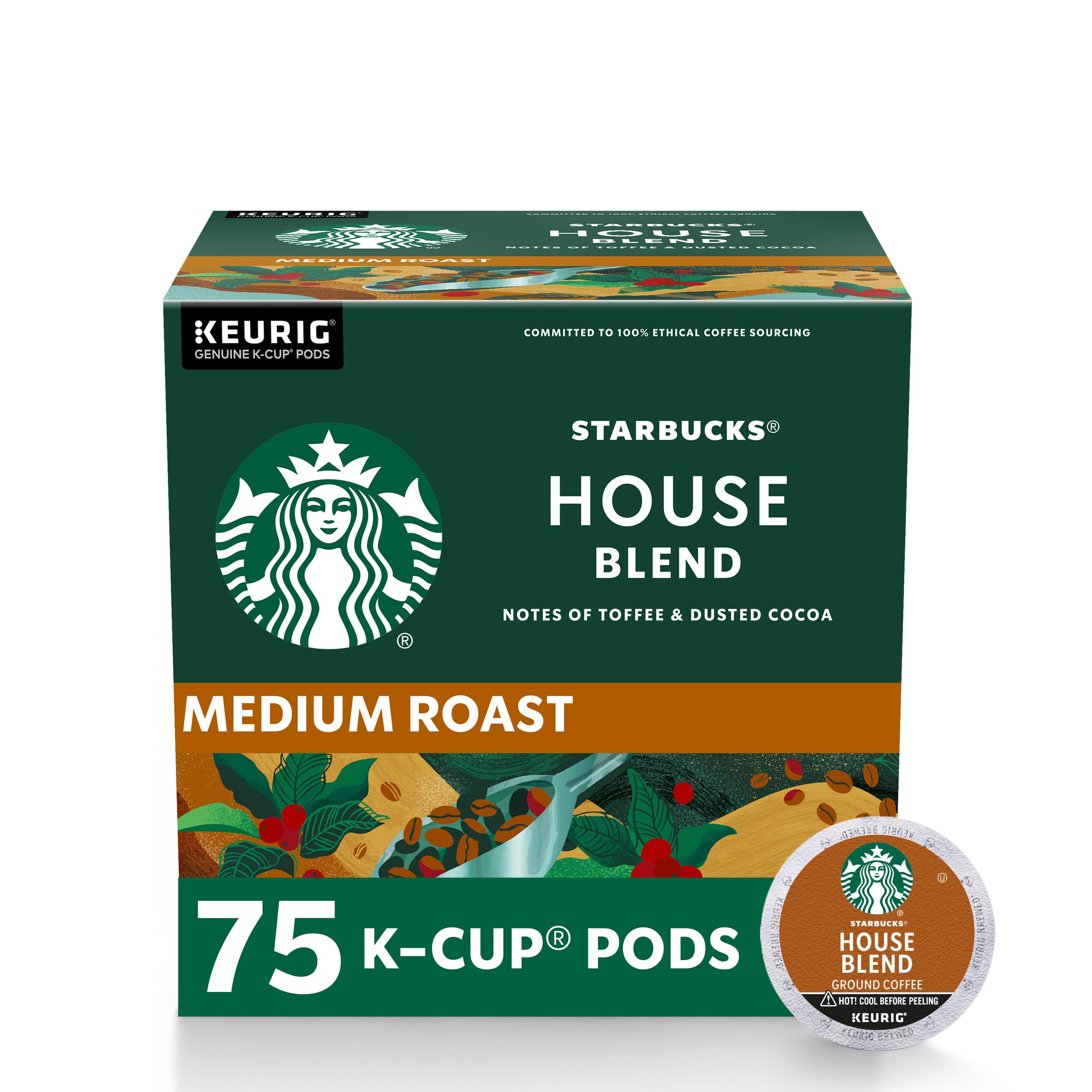 Starbucks K-Cup Coffee Pods, Medium Roast Hot or Iced Coffee, Pike Place Roast, 22 Keurig Pods
