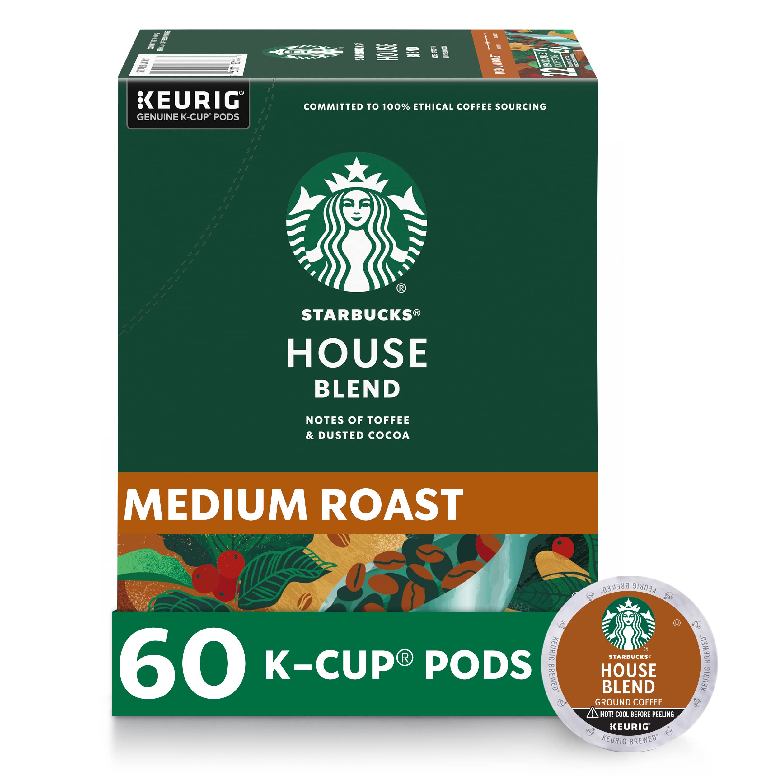 Starbucks K-Cup Coffee Pods, Medium Roast Hot or Iced Coffee, Pike Place Roast, 22 Keurig Pods