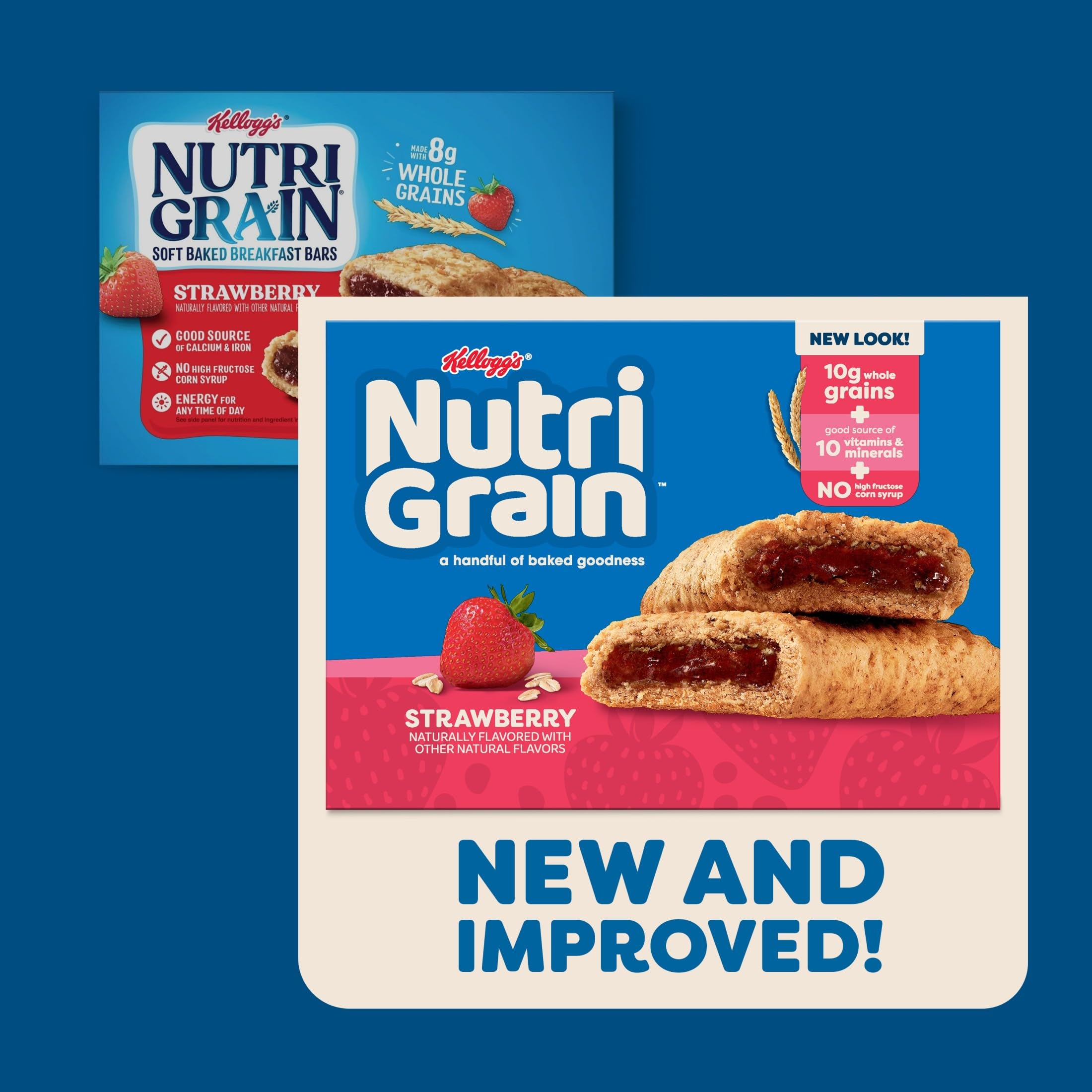 Nutri-Grain Soft Baked Breakfast Bars, Kids Snacks, Whole Grain, Variety Pack (4 Boxes, 32 Bars)