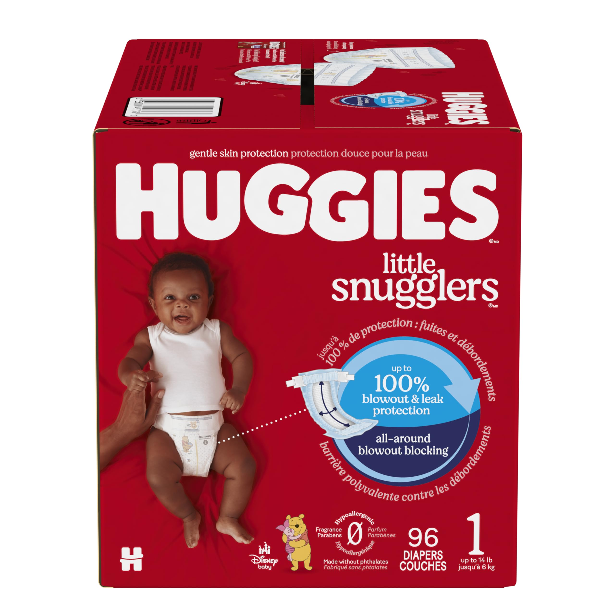Huggies Size 1 Diapers, Little Snugglers Diapers, Size 1 (8-14 lbs), 198 Count (6 Packs of 33), Packaging May Vary
