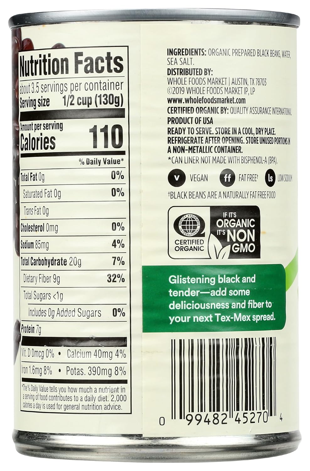 365 by Whole Foods Market, Organic Black Beans, 15 Ounce