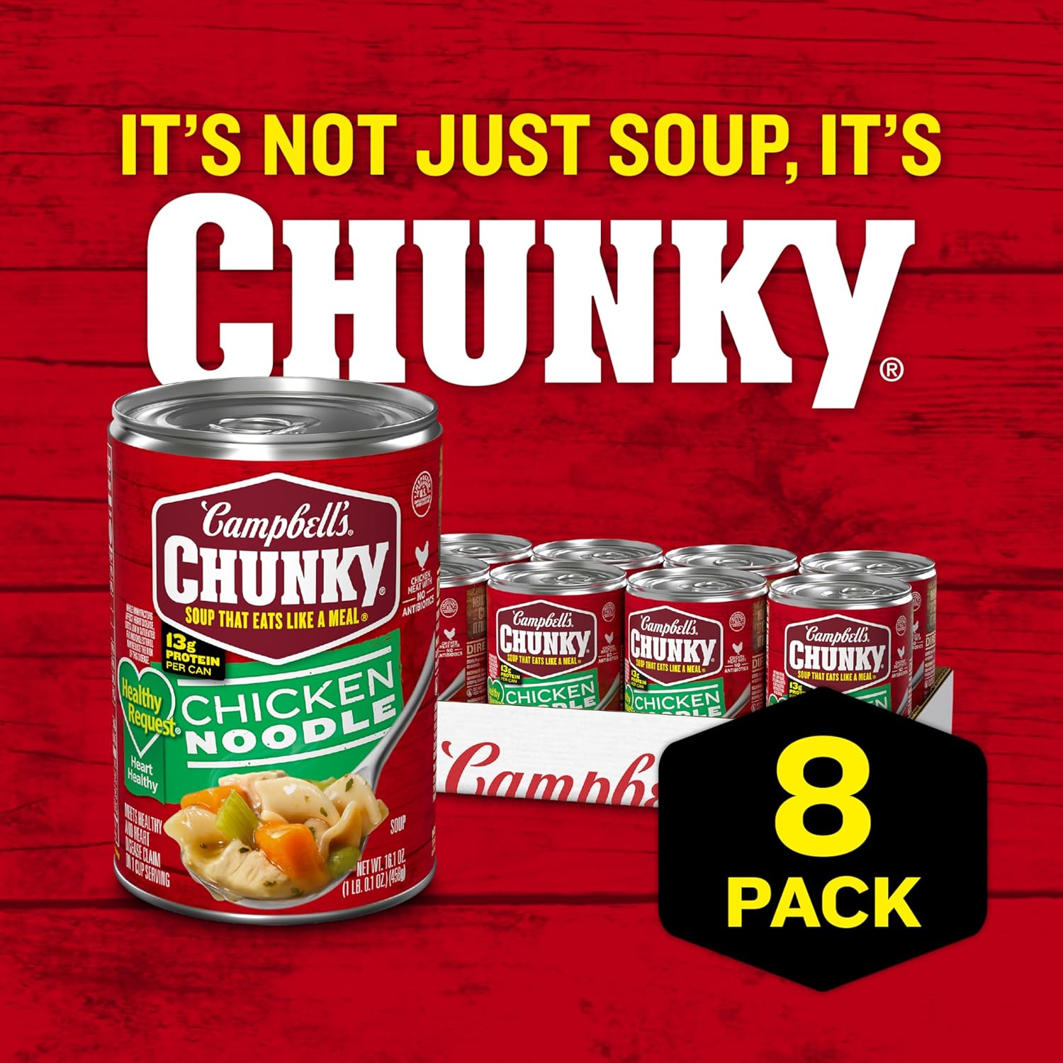 Campbell's Chunky Healthy Request Chicken Noodle Soup, 16.1 oz Can (8 Pack)