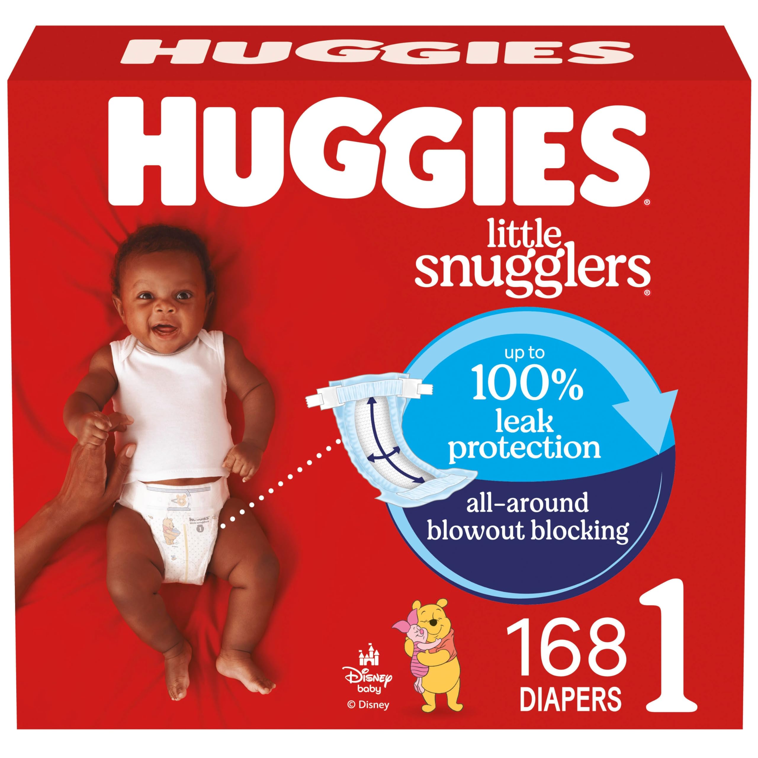 Huggies Size 1 Diapers, Little Snugglers Diapers, Size 1 (8-14 lbs), 198 Count (6 Packs of 33), Packaging May Vary