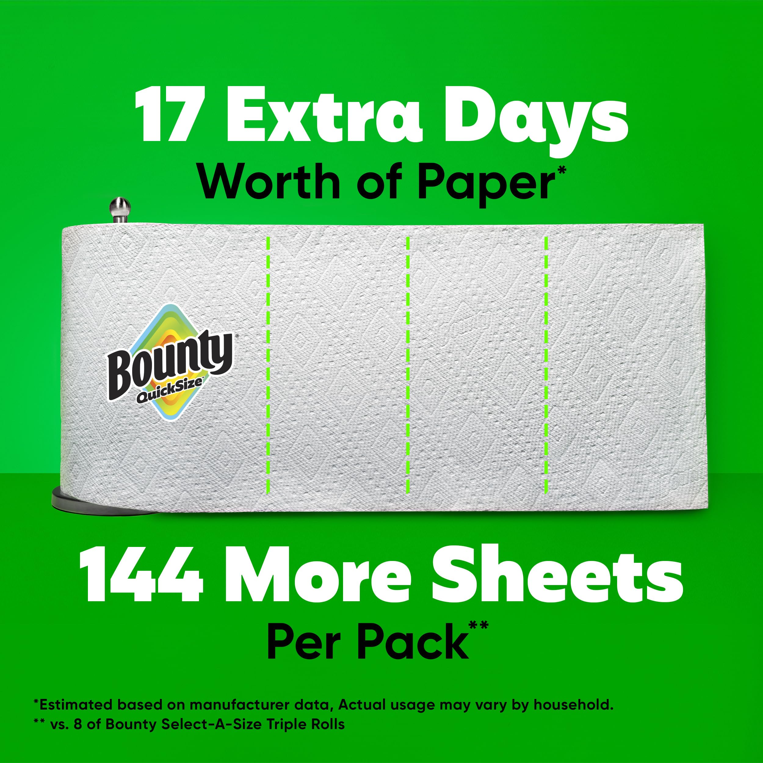 Bounty Quick-Size Paper Towels, White, 12 Family Triple = 40 Regular Rolls