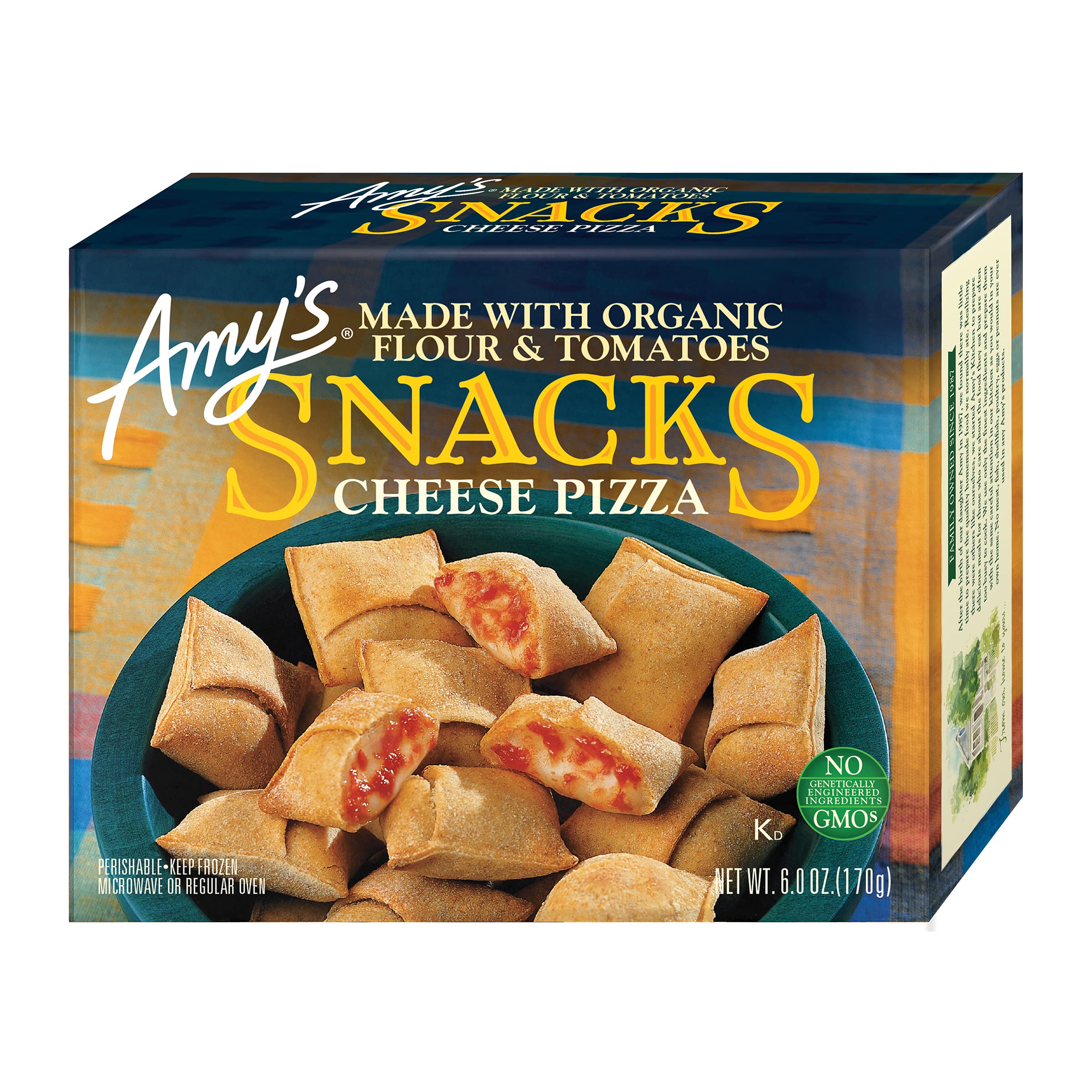 Amy's Frozen Meals, Cheese Pizza Snacks, Non-GMO, 6 oz.