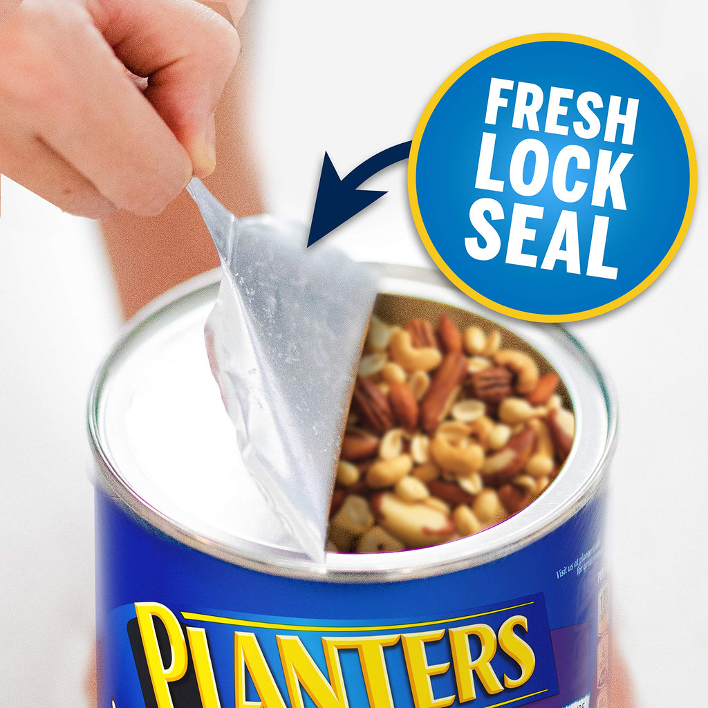 PLANTERS Deluxe Salted Mixed Nuts, Roasted Cashews, Almonds, Pecans, Pistachios, and Hazelnuts, Party Snacks, Plant-Based Protein, Quick Snack for Adults, After School Snack, 34oz Container